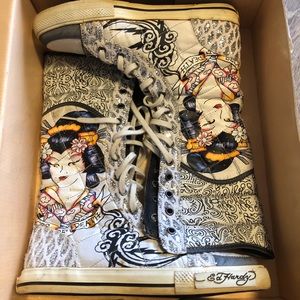 Doner Ed Hardy “Shins” Shin-High Sneakers Size 7